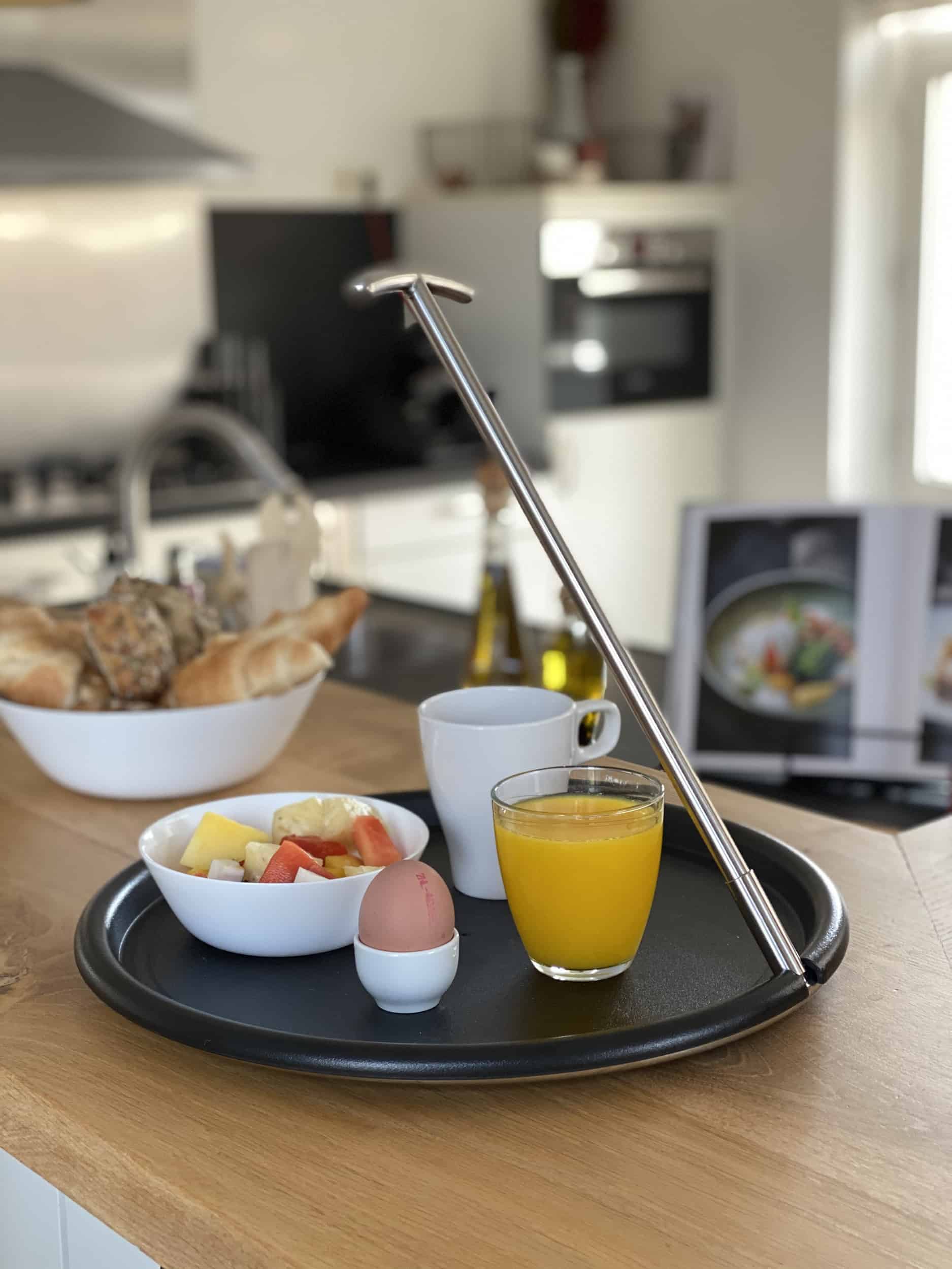 Breakfast on the Balance Tray on a kitchen counter